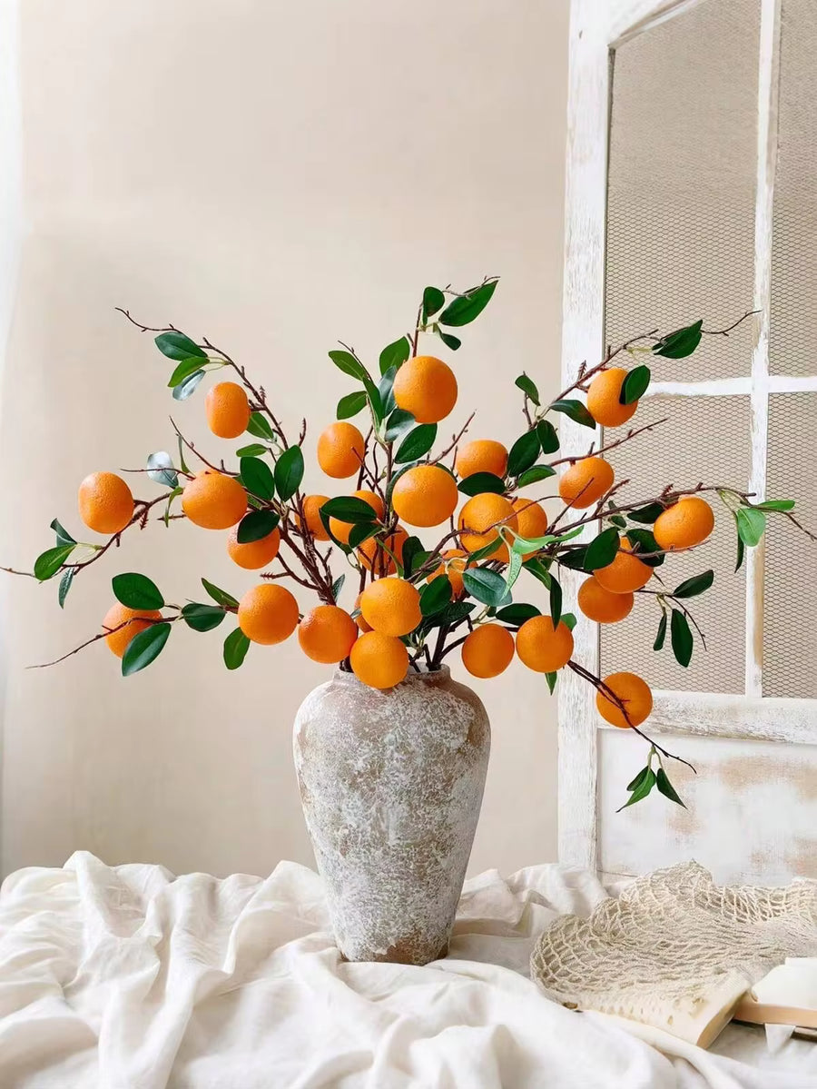 5pcs Artificial Orange Tree Branches, Lifelike Fruits And Abundant Branches. Suitable For Easter Decoration, Home Garden, Wedding, Party And Home Decor. Perfect For Autumn, Kitchen, Living Room, And Dining Table Decoration